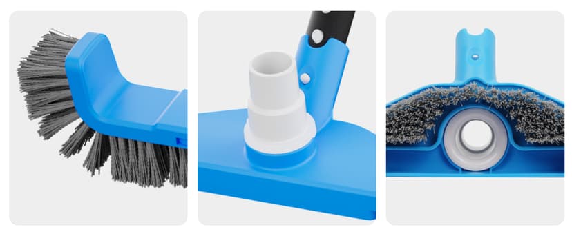 (2026 Upgraded) 20" 2 in 1 Pool Brush Vacuum Head with Swivel Hose Connection & Sturdy Nylon Bristles for Heavy Duty Inground & Above- Ground Pool Cleaning - Connecting 1-1/4" or 1-1/2" Hose (No Pole)