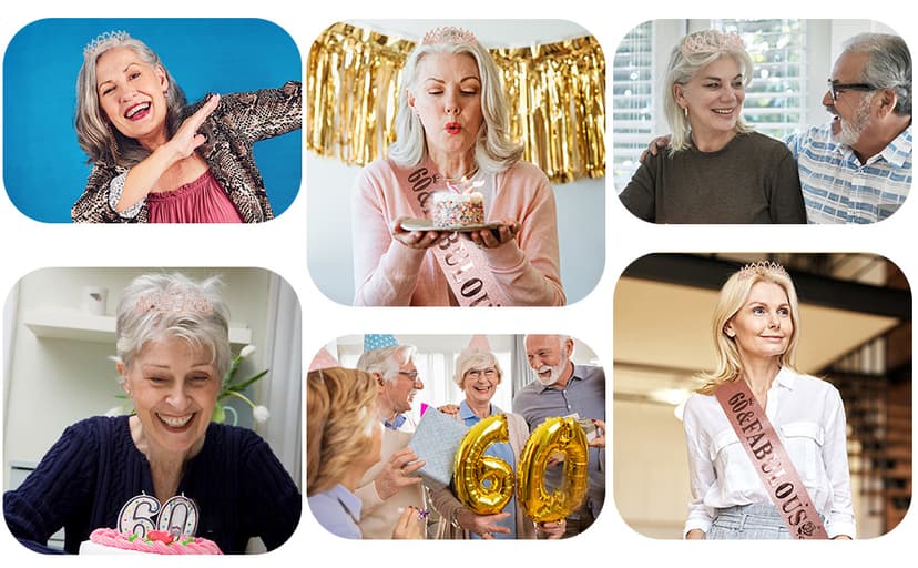 Casoty 60th Birthday Sash and Tiara for Women, 60th Birthday Decorations Women, Rose Gold 60th Crown and "60 & Fabulous" Sash Set, 60 Birthday Decorations for Women, 60th Birthday Gifts for Women