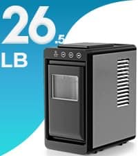 Antarctic Star Countertop Ice Maker Machine, 8 Ice Cubes in 6 mins, 26lb/Day Ice with 2 Sizes- Portable Mini, Energy Saving & Basket/Scoop for Home/Party/Travel/Camping/Bar, Dark Black