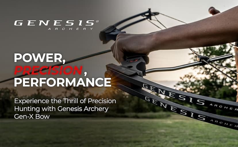 Genesis Gen-X Lightweight Compound Bow, Archery Hunting Bow for Adults w/Adjustable Riser, Cam Draw Weight, & Length, Draw Hand - Right, Black