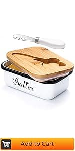 Butter Dish with Lid, Home Decor, Large Butter Dish for Countertop Ceramic Butter Keeper Container with Knife and High-Quality Silicone Sealing Butter Dish Good Kitchen Gift White