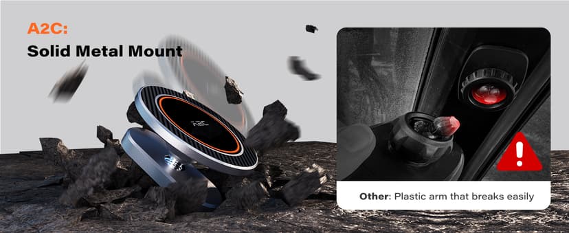 A2C Alloy Magnetic Golf Cart Phone Holder Compatible with MagSafe iPhone 16 Pro Max Plus 15 14 13 12 Mini Fits EZGO, Club Car, Yamaha, Icon, Golf Cart Accessories Essentials Gift for Friend Men Women