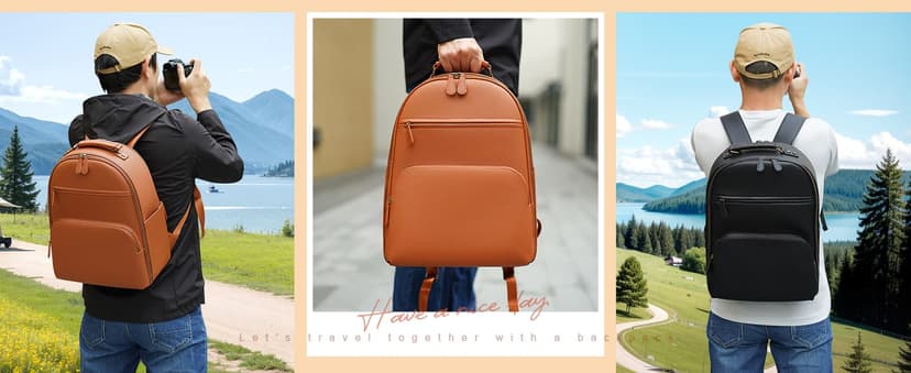 Divvia Camera Backpack Classic PU Leather for DSLR, Professional Camera Bag for Photographers with 15 Inch Laptop Compartment Large 20L