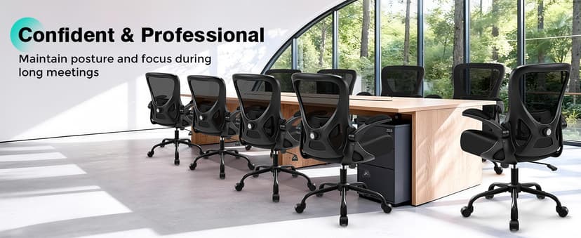 AreShark Office Chair - Ergonomic Breathable Mesh Desk Chair with Adjustable Lumbar Support and Flip-up Armrests - Executive High Back Rolling Swivel Comfortable Computer Gaming Chair for Home Office