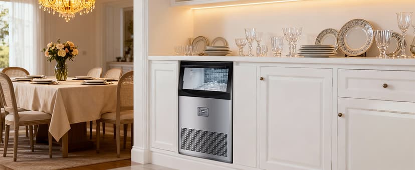 Commercial Ice Maker, 110lbs/24H, 33lbs Large Storage Under Counter Ice Maker for Business, 50 Cubes in 7-14Mins Stainless Steel Ice Machines, Self Cleaning Ice Makers for Cafe Bar Restaurant Home