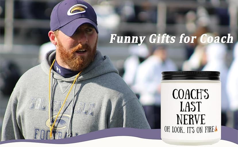 Niyewsor Soccer Coach Gifts, Lavender Scented Soy Wax Candle, Best Coach Christmas Gifts from Basketball/Baseball Team, Thank You Gift for Fitness/Athletic/Personal Trainer, Handmade, 7oz