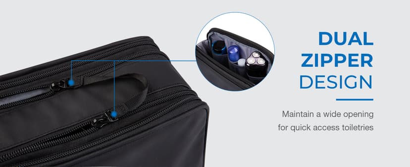 BAGSMART Toiletry Bag for Men, Travel Toiletry Organizer Dopp Kit Water-resistant Shaving Bag for Toiletries Accessories, Door Room Essentials, Black-medium