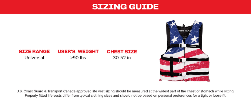 Sportstuff Stars & Stripes Life Jacket for Adults & Kids - USCG Approved Life Vest for Men, Women, Youth & Child, Open-Side Watersports Vest for Boating, Tubing & Swimming