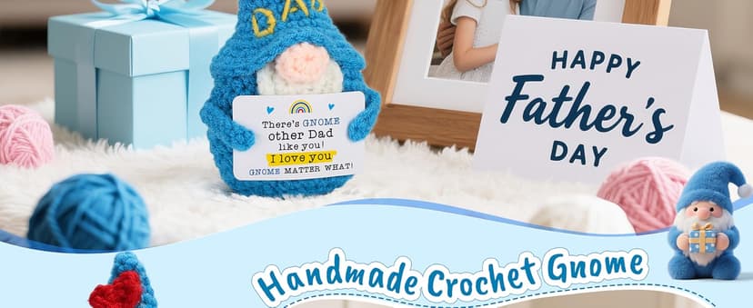 Dad Gifts Fathers Birthday - Handmade Knitted Gnome Funny Gift for Father's Day Birthday Christmas, Cute Gnome for Father Papa Present from Daughter Son, I Love You Gnome Matter What