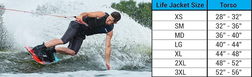 O'Brien Flex V-Back Life Jacket – Coast Guard Approved Adult Life Vest with Flex Fit Design, Lightweight Foam & Front Zip Closure for Watersports, Boating, and Jet Skiing
