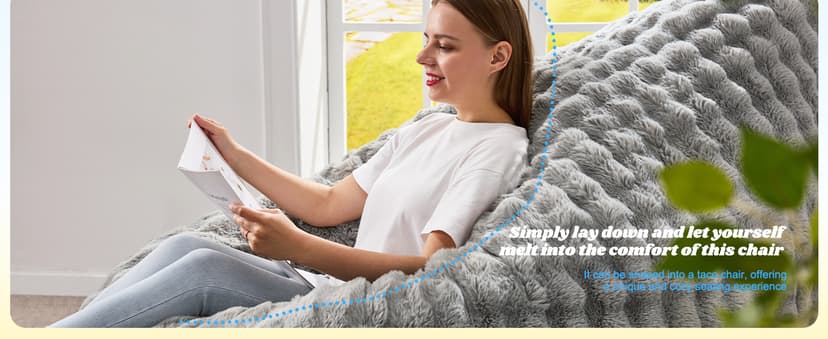 Hobestluk 3 in 1 Bean Bag Chair Giant Bean Bag Chairs for Adults with Bubble Cover Convertible Bean Bag Floor Cushion with Machine Washable Cover for Living Room (Bubble Grey)