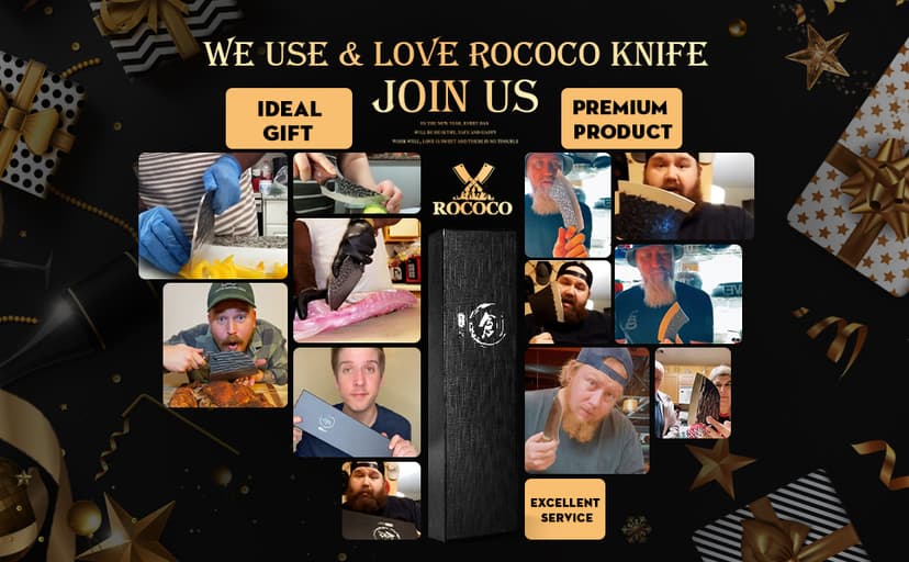 ROCOCO Viking Cleaver Knife Butcher Meat Cutting Boning Knife Hand Forged Chinese Kitchen Axe with Sheath Home Outdoor BBQ Camping Chirstmas Birthday Chirstmas Mother Father Gift Men