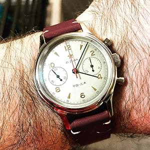 hemsut h Leather Watch Bands for Men, Horween Quick Release Leather Watch Strap Vintage Watch Replacement Wrap of 18mm, 20mm, 22mm