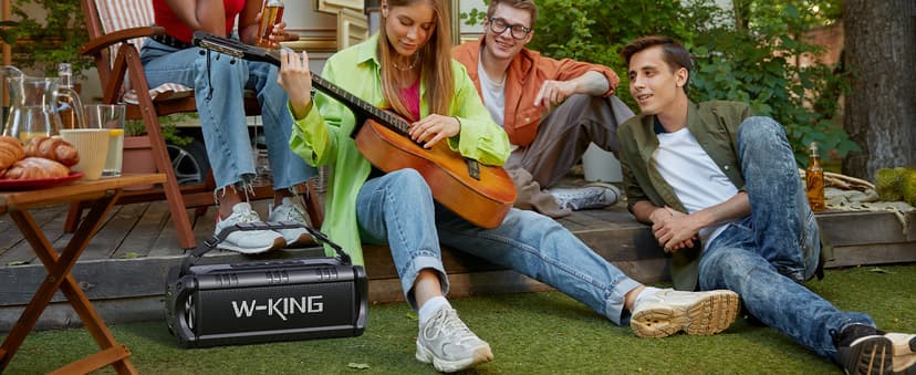 W-KING Bluetooth Speaker, 90W Max Portable Outdoor Speaker Loud, IPX6 Waterproof/50W Deep Bass Subwoofer/40H/EQ/Dual Pairing/TF/AUX, Large Boombox Speakers Bluetooth Wireless for Party/Beach/Jobside