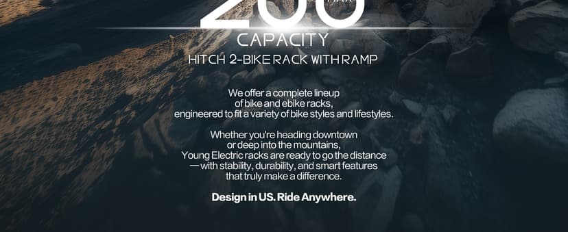 Young Hitch Mount Bike Rack with Ramp, 200 lbs. Capacity for 2 E-Bikes, Fat Tire and Standard, fits Cars, SUVs, RVs, Trailers with 2 Inch Receiver
