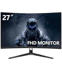 CRUA 27" Curved Gaming Monitor, FHD 1920x1080P, 144Hz/180Hz Computer Monitor, 1800R VA Screen, 120% sRGB, AMD FreeSync, HDMI & DP, Wall Mount Install- Black