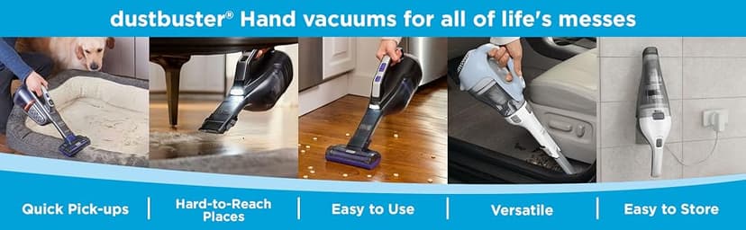 BLACK+DECKER dustbuster AdvancedClean Handheld Vacuum Cordless, Compact Home and Car Vacuum with Crevice Tool ,Rotating Nozzle and Charging Station, Large Dust Bowl (CHV1410L)