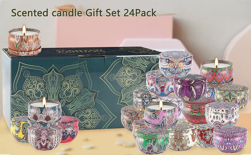 Scented Candles Gift Set, 2.5 oz Soy Wax Aromatherapy Candle for Home, Romantic Candles Gift for Mother Day Christmas Valentines Birthday (24 Pack)