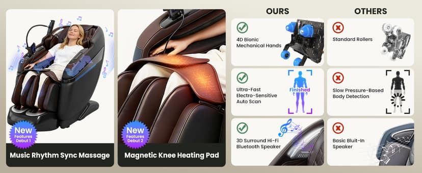 4D Music Rhythm Massage Chair Full Body, 2026 Unique Sonic Resonance Zero Gravity SL-Track Shiatsu Recliner with Knee Heating Blanket AI Voice Bluetooth Foot Roller Body Scan Airbags G9 Black