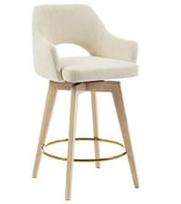 Zesthouse Swivel Farmhouse Bar Stools Set of 4, 26" Modern Counter Stools with Open Back & Natural Wood Legs, Upholstered Linen Fabric Counter Height Barstools, High Chairs for Island Kitchen, Green