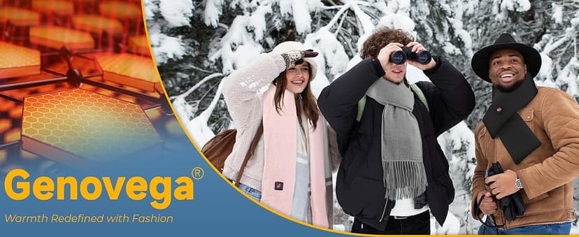 Genovega Women Men Heated Scarf with 6000mAh Battery,Portable Power Bank for Long Lasting Graphene Heating,Winter Warm Gifts