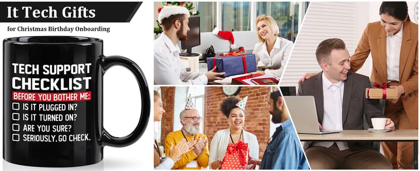 YHRJWN Tech Support Gifts Checklist Mug, Christmas Gifts for IT Tech Guys, Technicians, Programmers, Funny Gift for IT Lovers, Engineers - Computer Geek Novelty Cup Coffee Mug 11 Oz