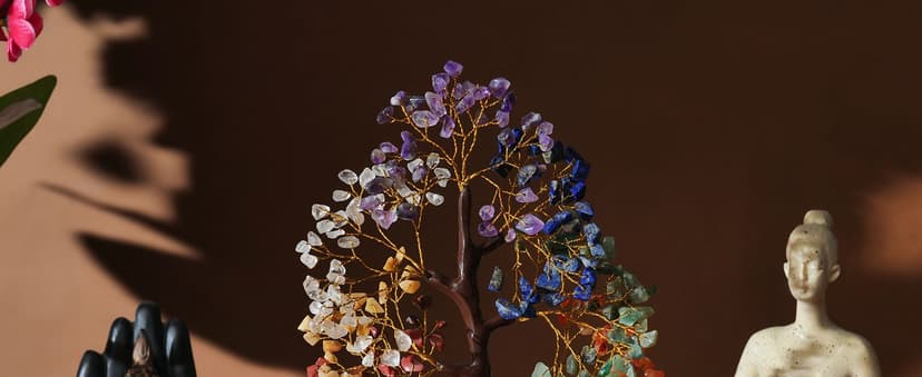 YATSKIA 7 Chakra Tree of Life, Crystals and Healing Stones, Birthday Gifts for Women - Crystal Tree for Positive Energy, Home Office Decor, Spiritual Gifts for Women