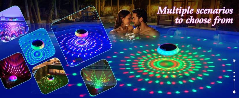 Floating Pool Lights Solar Powered, 7.6 Inch RGB Upper& Lower Color Changing Solar Pool Lights that Float with Dynamic Lighting Effects, IP68 Waterproof Swimming Pools Light for Party Decor(2)