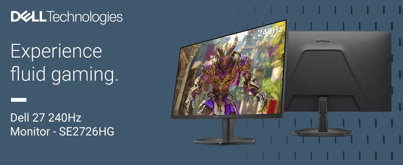 Dell 27 240Hz Gaming Monitor - SE2726HG - 27-inch FHD (1920x1080) 240Hz Display, in-Plane Switching (IPS) Technology, AMD FreeSync Premium, TÜV 3-Star, 2X HDMI, DisplayPort 1.4, Tilt