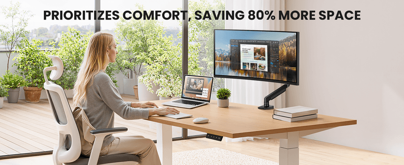 ErGear Single Monitor Arm, Fully Adjustable Monitor Mount for 13–34 Inch Screens, Fast Install Computer Monitor Stand with Tool-Free VESA Mount, Cable Management, Holds 19.8 lbs, Max VESA 100x100mm