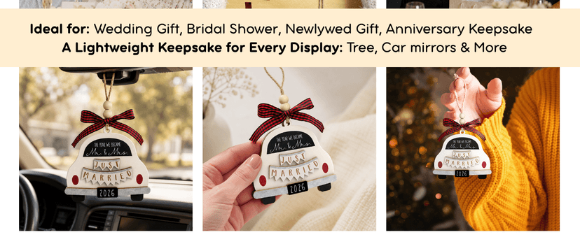 Bridal Shower Gifts for Married Newlywed, Couple - Future Mr and Mrs Gifts - Wood Just Married Ornament 2026 Wedding Gifts - Mr and Mrs Gifts - Wedding Gift for Couples 2026, Bride B0FVM3BS22