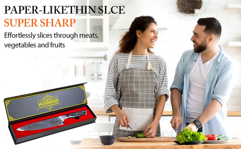 Anniversary Men Gifts for Husband from Wife Husband Birthday Gifts 8 inch Kitchen Knife Gifts Set for Men Professional Chef's Knife Christmas Presents for Him Husband(Best Husband)