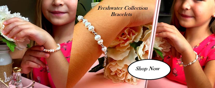Baby Crystals Pearl Bracelets for Girls, Sterling Silver Cross Charm, Baptism Gifts for Girl, Baby Bracelet with Simulated White Pearls and Crystals, Girls Jewelry Birthday Gift