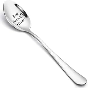 Grandpa Gifts,2-Pocket Grandpa’s Spot Throw Pillow Covers 18x18 Inch + Engraved Spoon, Fathers Day Birthday Christmas Thanksgiving Day Gifts for Papa, Granddad