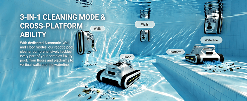 Cordless Robotic Pool Cleaner - Automatic Pool Vacuum Robot for Inground&Above Ground Pools, Wall&Waterline Climbing, Smart Navigation, 180mins Runtime, APP Control, Dual Filtration, Powerful Suction