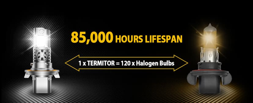Termitor 2026 Upgraded 90,000LM 9008 H13 Bulbs, 12X Ultra-Bright, 6500K Pure White H13/9008 Light Conversion Kits, Easy Plug-N-Play Installation, IP68 Waterproof, Pack of 2