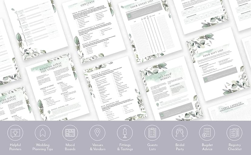 Your Perfect Day Wedding Planner Book and Organizer - Wedding Planner Book - Bridal Planning Binder with Countdown Calendar - Bride Gifts - (FLORAL)