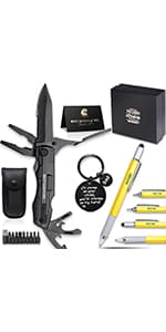 Gifts for Men - 6-in-1 Gift Set with Stainless Steel Tumbler,Multi-Tool Knife,LED Gloves & Tool Pen Keepsake Box | Last Minute Birthday, Father's Day Anniversary Box Gifts for Dad,Husband