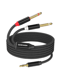 HOSONGIN USB Guitar Cable - USB Interface Male to 6.35mm 1/4" TS Mono Electric Guitar Converter Cable (10 Ft, Black)