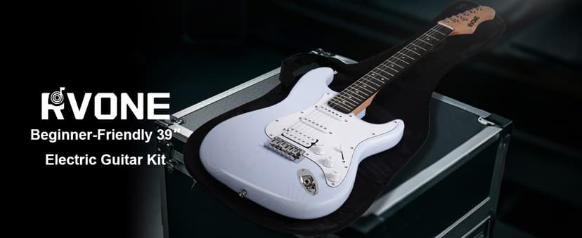 RVONE RST-150 39”Beginner Electric Guitar Kit with Amplifier, Classic HSS Pickup, Electric Guitar with Gig Bag, Capo, Strap, Extra Strings, Digital Tuner, 3 Picks, Cleaning Cloths (1-Blue)