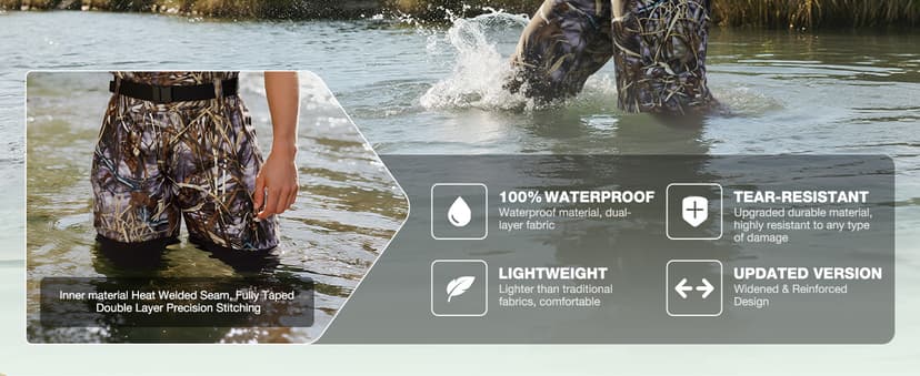 Lekesky Fishing Waders with Boot for Men Women - 2-Ply Nylon/PVC Waterproof Chest Waders for Fly Fishing,Duck Hunting