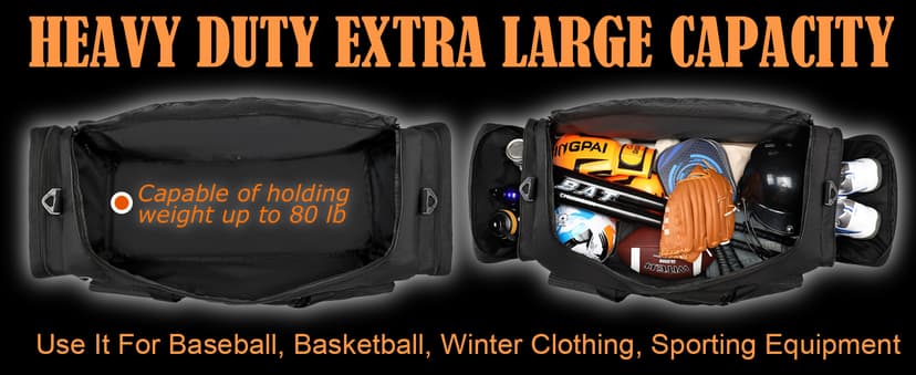 HAMBOLY 130L Extra Large Duffle Bag for Men, Heavy Duty Duffle Bag for Travel, Large Sports Gym Equipment Bag for Hockey Football Soccer Baseball Basketball & Team training, Dark CM
