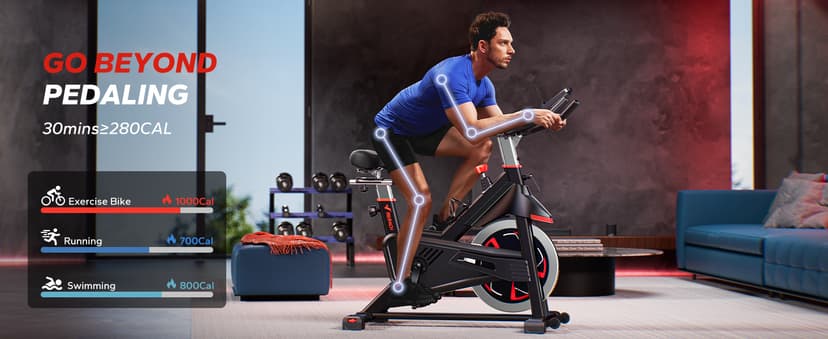 Merach Exercise Bike for Home Gym, Low Noise Stationary Bike with Brake Pad, Indoor Workout Bike with Self-Developed App, Tablet Mount and Fitness Courses for Weight Loss, 300 Lb Weight Capacity