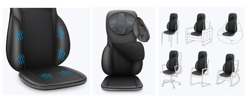 COMFIER Shiatsu Back Massager with Heat, Deep Kneading & Rolling Massage Chair Pad, Chair Massager for Office Home Use Father Day Gifts for man