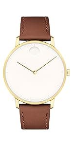 Movado Face Collection - Swiss Quartz Watch with 2H Movement, Leather Strap - Water Resistant 3ATM - Luxury Fashion Timepiece - Gift for Him and Her - 39mm