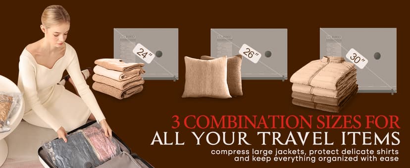 Vacuum Bags for Travel with Rechargeable air Pump, 15 Pack Carry-on Size Compression Packing Bags for Luggage and Suitcase, Space Saver for Clothes and Clothing Travel