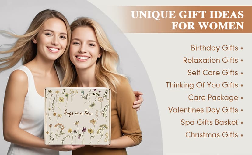 Birthday Gifts for Women, Get Well Soon Self Care Package Box, Sending Hug Baskets Thinking of You Inspirational Gift for New Mom Best Friend Birthday (Ivory)