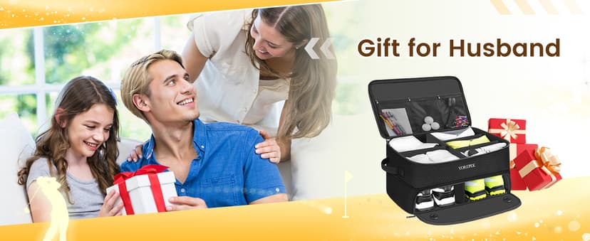 YOREPEK 2 Layer Golf Trunk Organizer, Golf Gifts for Men with Separate Ventilated Compartment for 2 Pair Shoes, Waterproof Car Trunk Locker for Balls, Tees, Clothes, Gloves, Accessories, Golfer Gifts