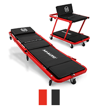 M-AUTO Foldable Z Creeper 2-in-1 Rolling Folding Car Creeper & Seat, 36" Adjustable Roller Garage Chair Lay Down or Sit, 330LBS Capacity Under Car Roller Creeper with 6 Swivel Casters, Red B0BPSQMJ9V