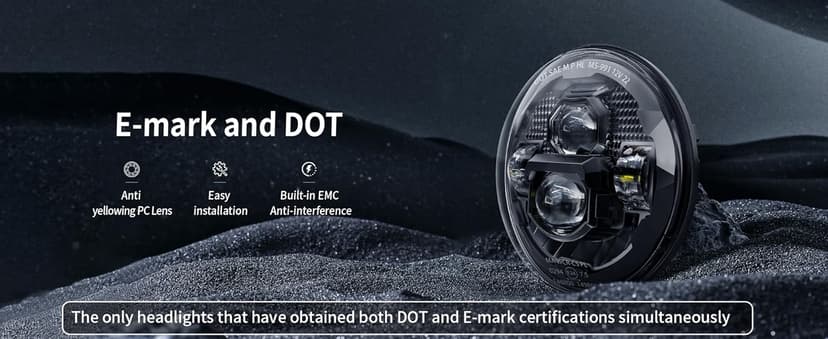 HWSTAR Pair New 1000% Bright Anti-glare 7 Inch Led Headlights Round Compatible with Jeep Wrangler JK JKU TJ LJ Chevy Ford GMC Dodge Mazda Nissan Mack VW etc DOT Approved H6024 Hi/Low Sealed Beam